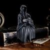 Halloween Grim Reaper Figurine Spooky Black Robe Death Ghost Resin Statue Sculpture Indoor Home Office Desktop Decoration Ornament Festival Gift