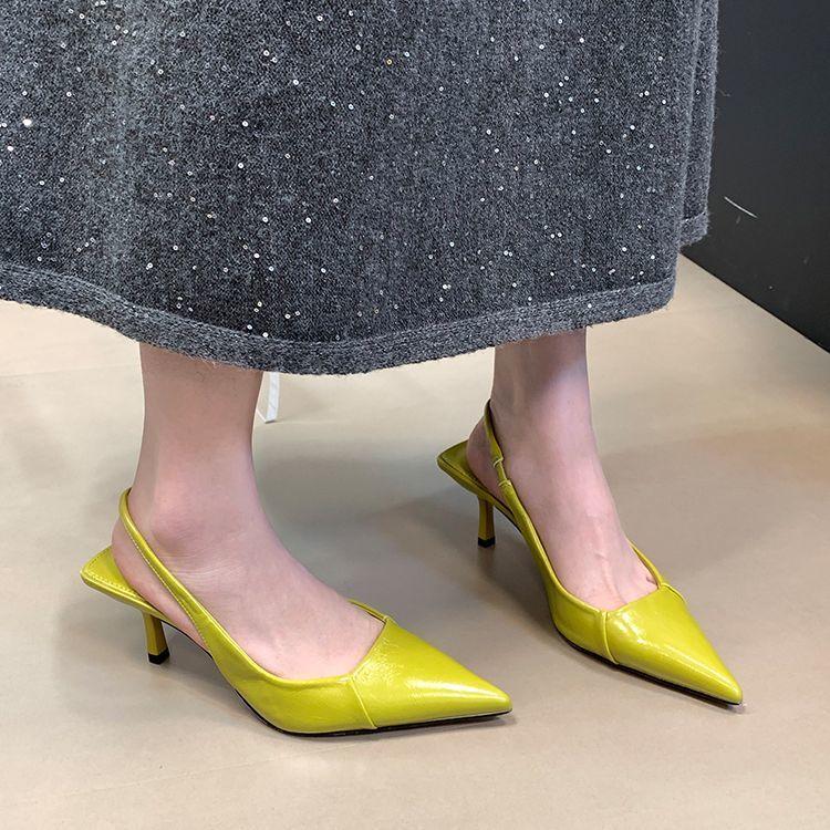 Нишевая корейская версия эластичная резинка туфли на высоком каблуке с сумкой сандалии с закрытым носком женские 2025 весна и лето темперамент розовые туфли-лодочки