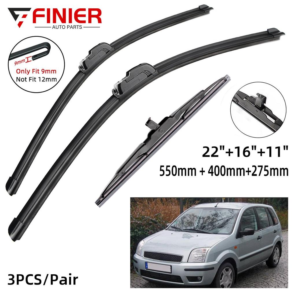 3 шт. щетки стеклоочистителя для Ford Fusion Hatchback 2002-2012 22 "16" 11" подходят для переднего лобового стекла, щетки для окон, резак, аксессуары