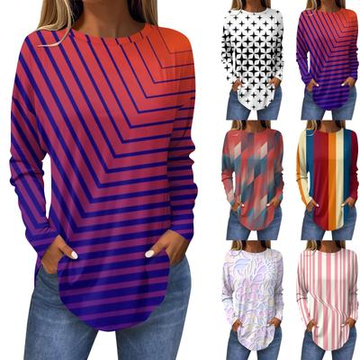 Ropa Mujer Tendencia 2024 Топы для женщин Модные женские повседневные топы с длинными рукавами и круглым вырезом с принтом Ropa De Mujer Y2k