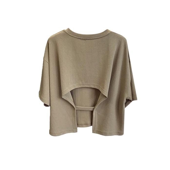 Корейский стиль с коротким рукавом женские выдалбливают крутые однотонные укороченные летние повседневные футболки