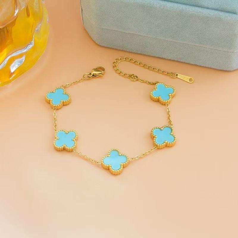 13 мм Четырехлистный клеверный браслет для женщин, цепочка с четырьмя листами клевера, ракушка, счастливый четырехлистный клевер