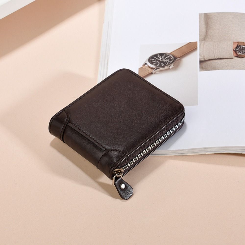 Black Men's Business Wallets Solid Color Short Billfold Purse Fashion Men's Fold Wallets Gift