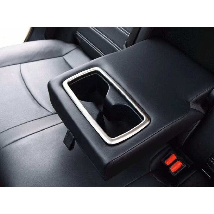For Toyota RAV4 2019-2025 Silver Steel Rear Armrest Water Cup Holder Panel 1PCS