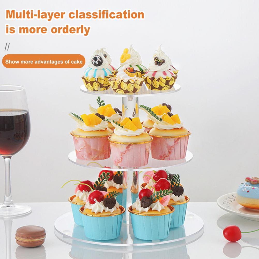 Space-saving 1 Set Helpful Clear Party Wedding Cupcake Tower Acrylic Cake Stand Round Party Supplies