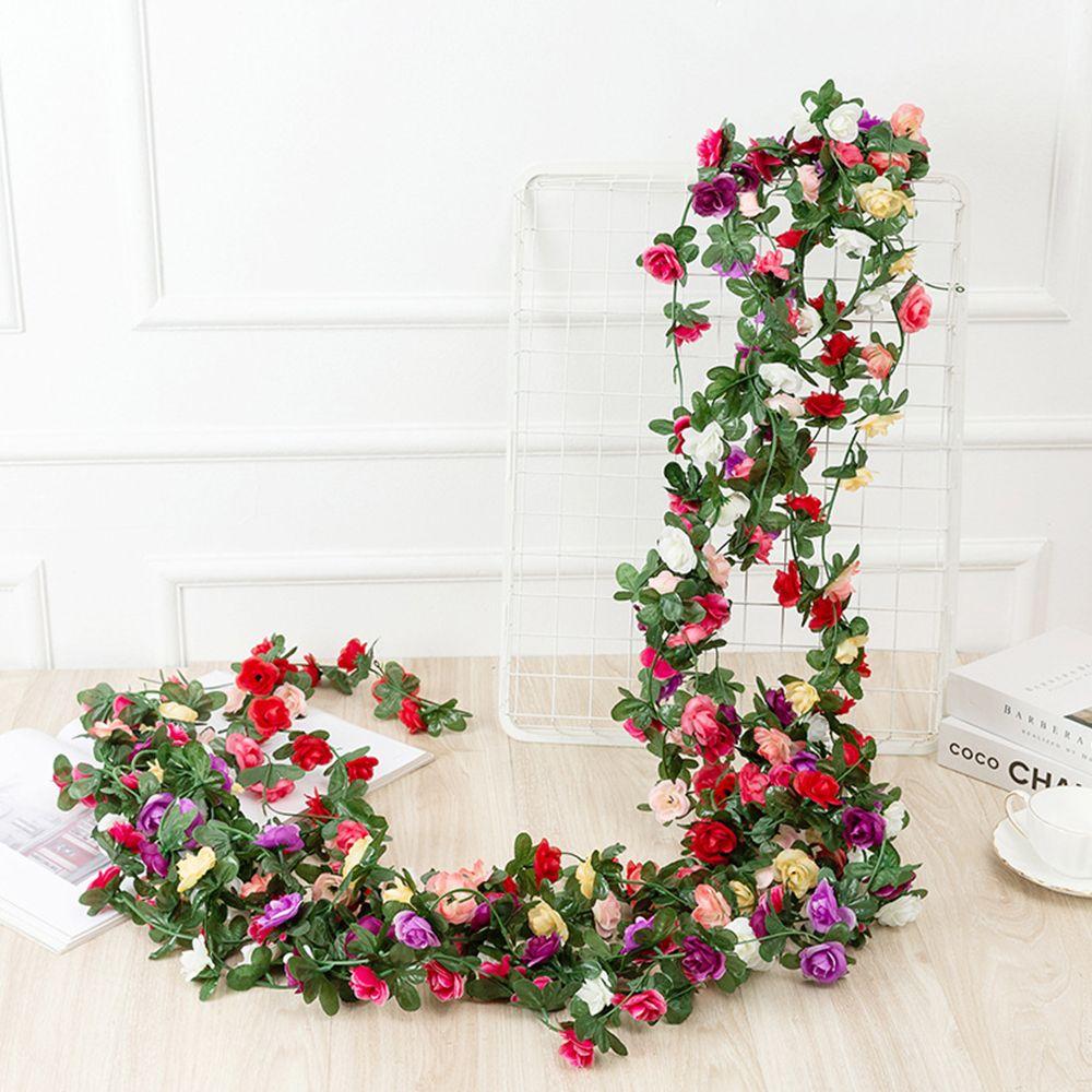 Wedding Decor Rose Garland Garden Arch Fake Plant Vines Flowers Garland Artificial Rose Flowers