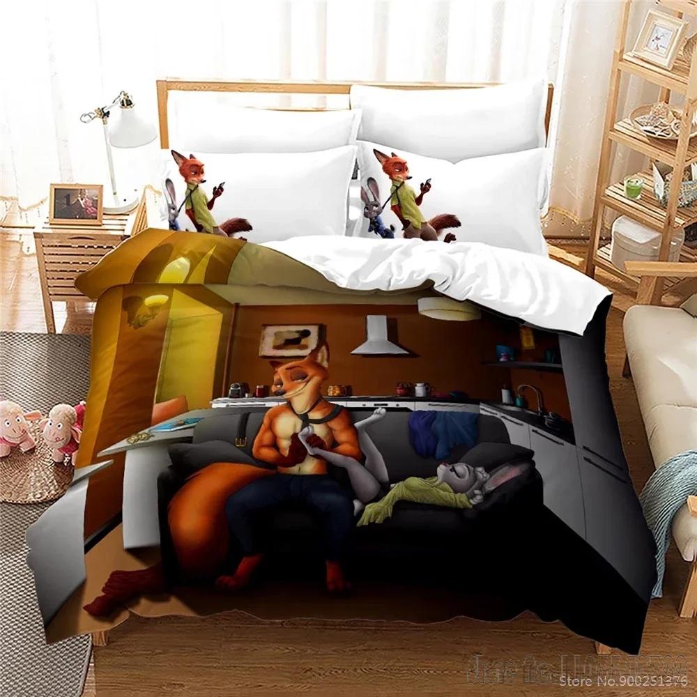 Cartoon Zootopia Zootropolis 3d Printed Duvet Cover Set HD Comforter Cover Bedclothes for Kids Bedding Sets Bedroom Decor