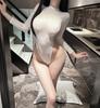 Сексуальные Боди для Сна с Открытой Спинкой и Низким Вырезом, Облегающие, Бондаж, Однотонные, С Длинным Рукавом, Тонкие, Очаровательные Rxh7