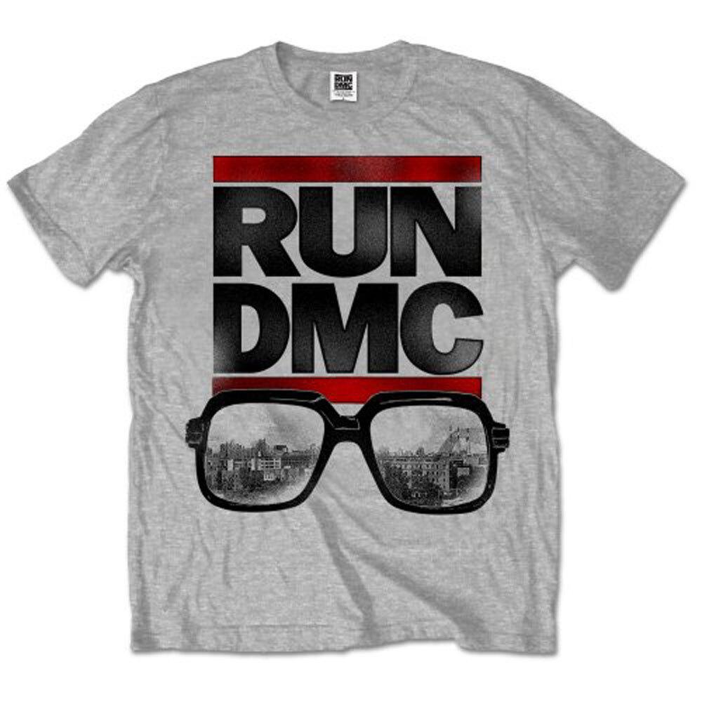 Футболка Run DMC Очки Логотип Рок Рэп Группа Официальная Серая Новая