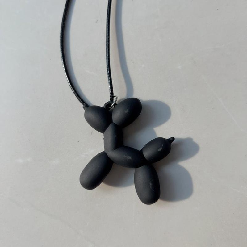 Black Rope Balloon Dog Pendant Necklace Women's High-End Sense Niche Design Sweater Chain Unique Hip-Hop Couple Jewelry