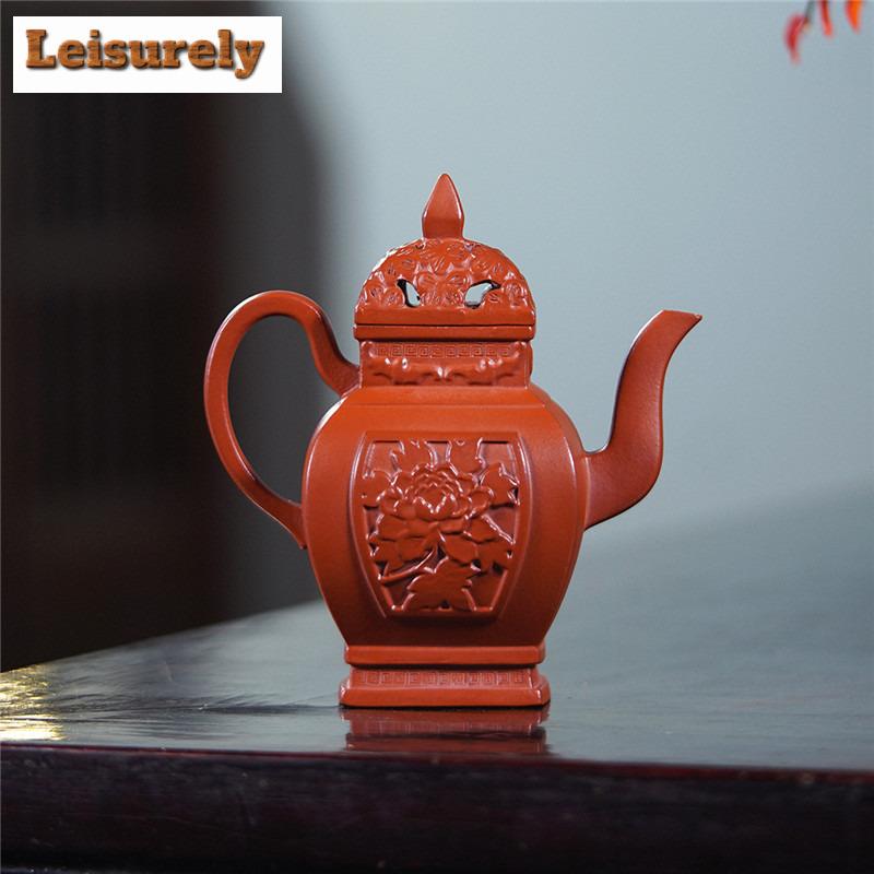 260 мл Аутентичные Исинские Чайники из Фиолетовой Глины Ручной Работы Квадратный Чайник Дворец Фонарей Сырая Руда Чжу Ни Чайник Китайский Чайный Набор Цзыша Ча