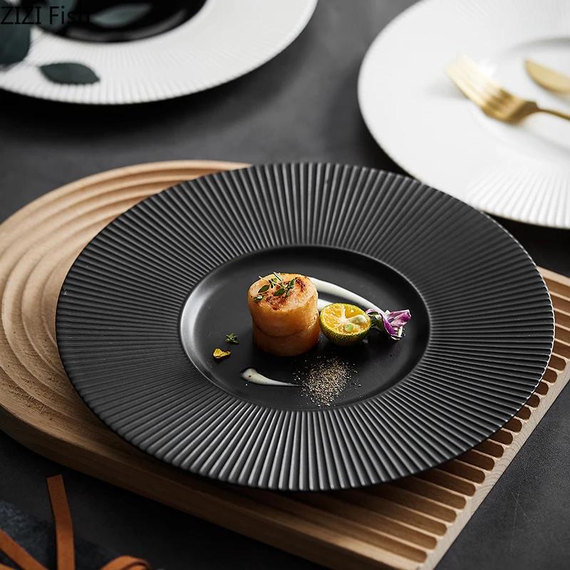 Minimalism Ceramic Main Dish Restaurant Western Food Steak Plate Creative French Pasta Plate Kitchen Porcelain Dinner Tableware