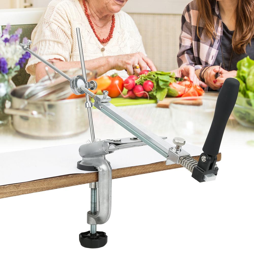 Точилка для ножей с фиксированным углом, двусторонний кронштейн для кухонной точилки с 4 точильными камнями