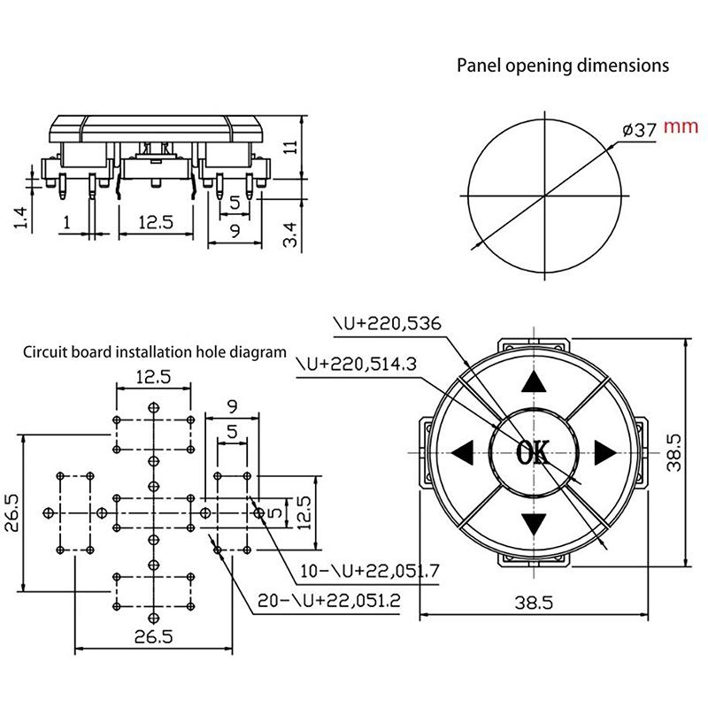 1 Комплект B3F-4055 С Кнопкой Стрелка OK SMD 12*12*7.3Мм Микро Тактильный Тактильный Тактовый Переключатель A14 Колпачок 5-позиционный Комбинированный Направленный Переключатель