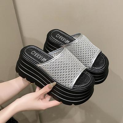 Мода 8 см Женские Высокие Каблуки Летние Женские Дышащие Платформенные Тапочки Массивные Кроссовки Клиновидные Сандалии Шлепанцы Обувь Zandalias De Mujer