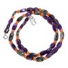 Natural Amethyst Rutile Quartz Carnelian Gemstone Beads Necklace 17" UB-4026 UB-4026