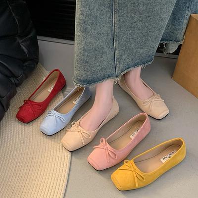Туфли-балетки Mary Jane 2025 года с мягкой подошвой и бантом, универсальные, конфетного цвета, на плоской подошве, женские, в стиле ретро