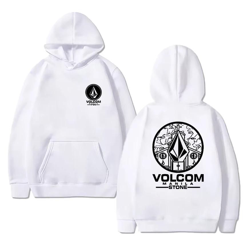 Модные Толстовки Мужские Женские Осень и зима Volcom Stone Двусторонние с принтом Свитшот Унисекс Флис С длинным рукавом Пуловеры
