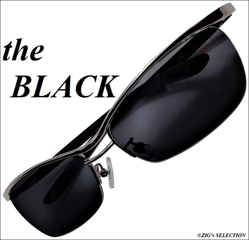 Все Темные УФ Черные Оригинальный Футляр для Солнцезащитных Очков с Тканью [ZIGs] Черный, Черный, Защита, Оправа, Металл, Полуободковая, Двойная переносица, Квадратная, Мужской, (gls03bl)