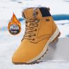 Boots Men High Top Boots Men's Leather Shoes Winter Fashion Plush Warm Shoes Mens Hiking Shoes Lace Up Non-Slip Ankle Boots Male