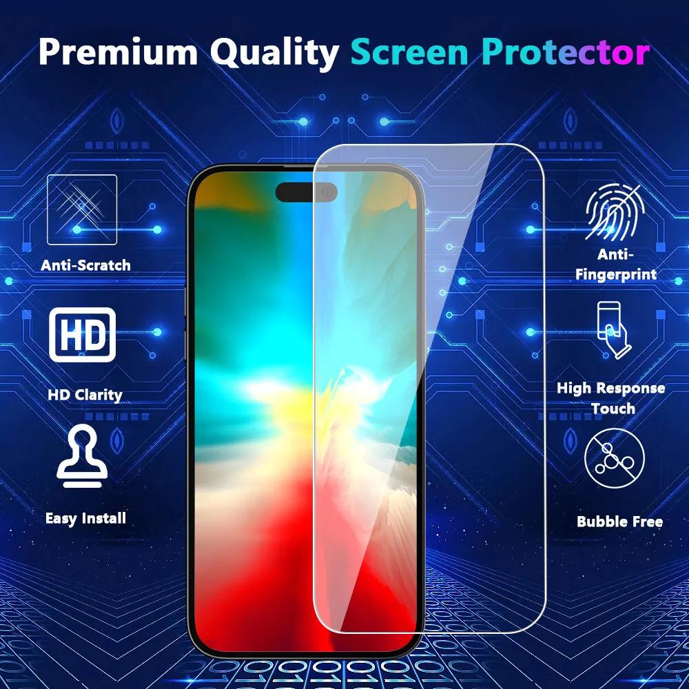 5 шт. Закаленное стекло для iPhone 15 Pro Max Защитная пленка для экрана для iphone 7 8 11 12 13 14 15 16 16 E Plus X XR XS Max Mini Защитное стекло