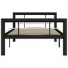 Bed Frame Black and White Metal 90*200 cm