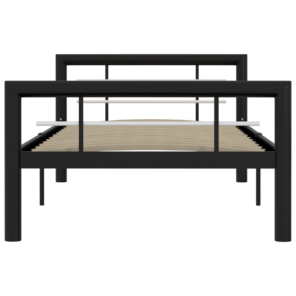 Bed Frame Black and White Metal 90*200 cm
