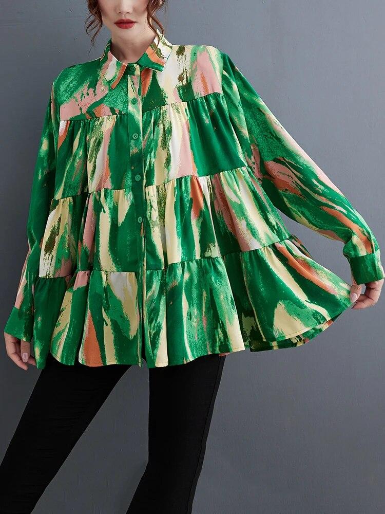 Xitao Свободная рубашка со складками и принтом, повседневный модный женский топ LYD1281