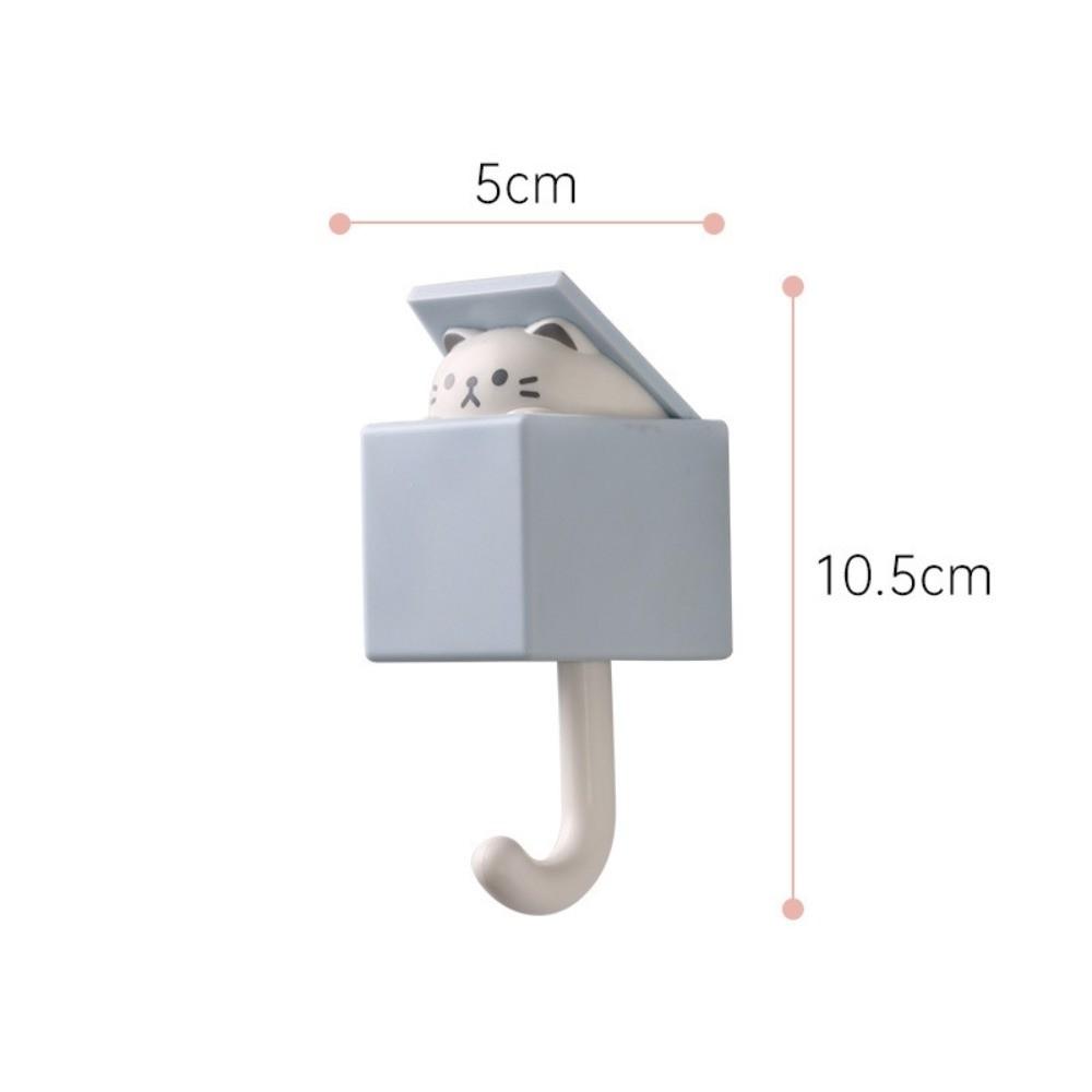 Punch Free Cute Cat Wall Hook Retractable Pop Up Wall Hanger For Keys Bags Towels