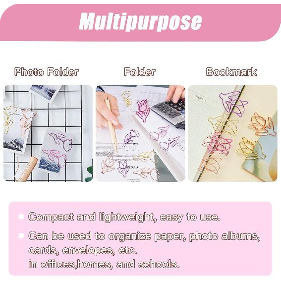 80 Pcs Cute Flower Paper Clips Set, Floral Paper Clips for Office Supplies Organization (Flower Shape 1)