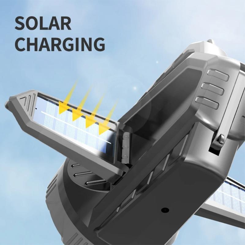 Strong Light Solar Charging Outdoor Ultra Bright Large Capacity Long-range LED Household Durable Patrol Mine Handheld Searchlight
