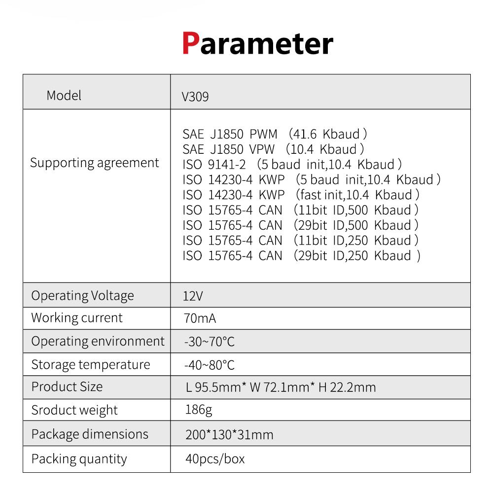 icreative Новейший V309 ELM327 12 В OBD2 Автомобильный диагностический сканер кодов Поддержка полной OBDII Obd 2 диагностической функции с несколькими языками