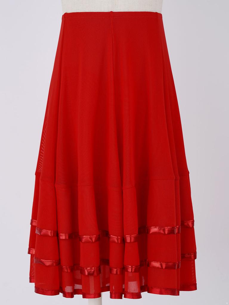 Стильная полосатая сетчатая юбка для девочек, эластичный пояс, многоярусный подол, повседневная спортивная одежда для танцев