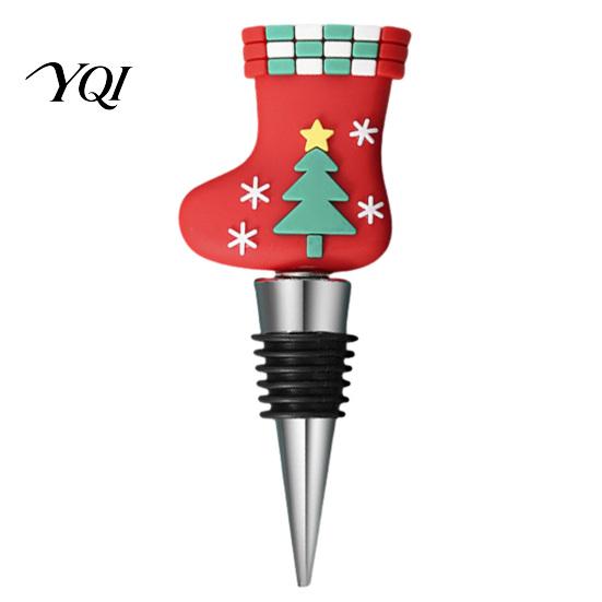 Holiday Wine Accessories Christmas Bottle Stopper, Stainless Steel Reusable Cork, Decorative PVC Cartoon Table Decorations Toppers Design, Airtight