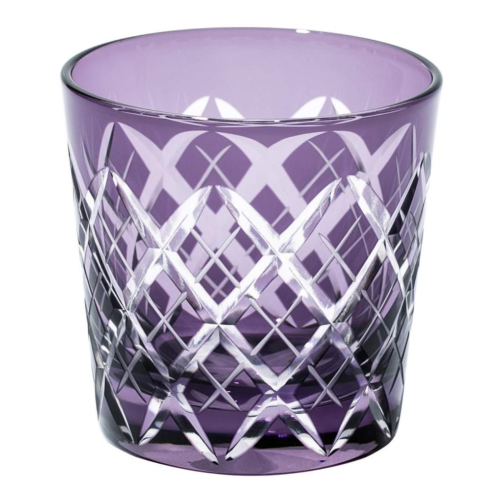 Деревянная коробка для стакана для холодного сакэ Kobo Edo Kiriko Yarai Crest, сделано в Японии [официальный представитель Taimuro] (Эдо Пурпурный) ТБ90152-1М