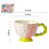 450ml Creative Hand-painted Embossed Ceramic Mug Large Capacity Coffee Cup Household Breakfast Oatmeal Milk Tea Cups Drinkware