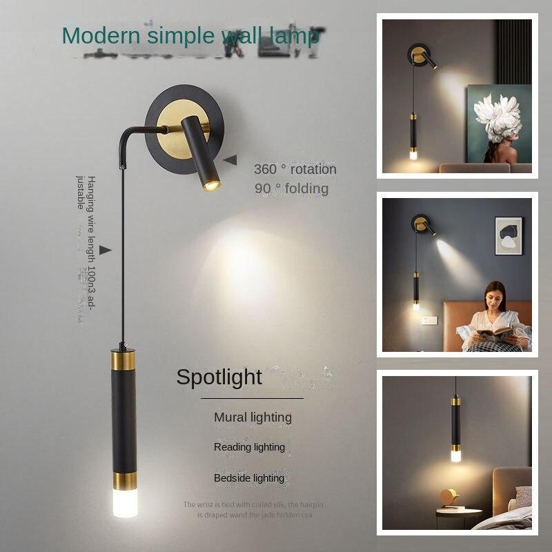 Настенный светильник поставляется с прожектором для гостиной. Настенный светильник. Креативная подвесная линия. Современный минималистичный свет. Роскошное освещение. Прикроватная лампа для спальни.