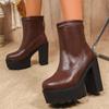 Французские ботильоны женские высокий каблук блочный каблук платформа 2025 новая корейская версия осень и зима