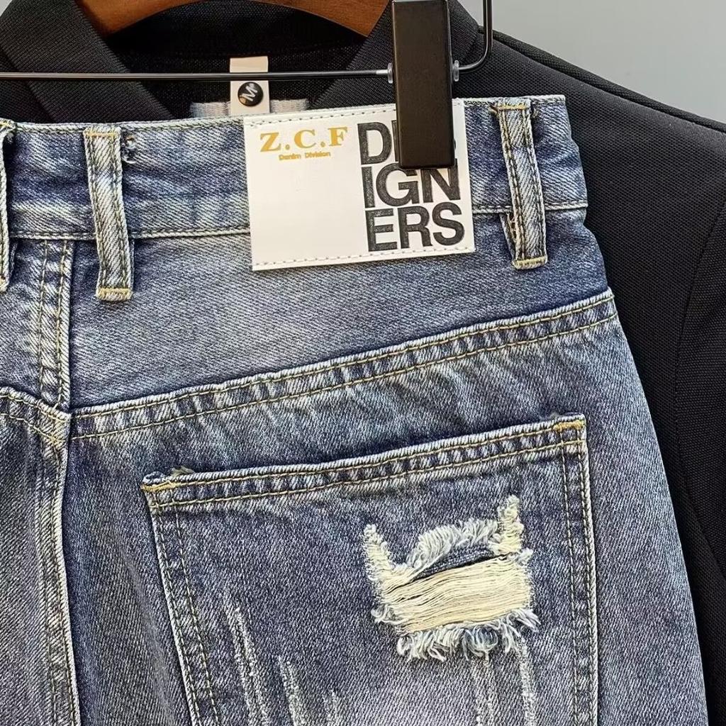 Men's Ripped Short Jeans Summer Fashion Casual SlimRetro Style Denim Shorts