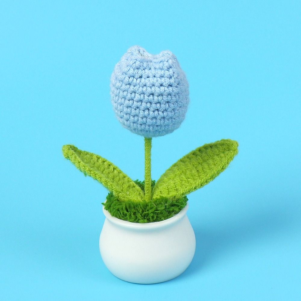 DIY Craft Тюльпан Цветы ручной работы Готовые плетеные цветы ручной работы в горшке Декор для домашнего рабочего стола