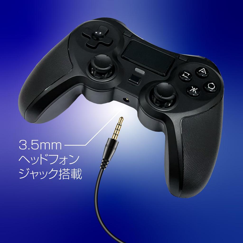 Allone Wireless Controller 4 for 16 x 6 x 11 Easy to Long Voice Chat PS4 Turbo BK Black PS4, Black, cm, Lightweight, Grip, Wireless, Playtime,