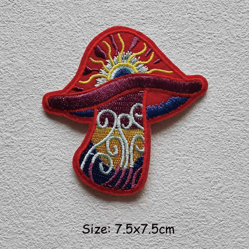Вышитая нашивка с изображением животного, красочный солнечный единорог, цветок, грибное сердце, плавкие термопереводные картинки, новый аксессуар для одежды из ткани «сделай сам», теплопередача