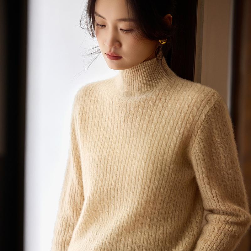 Женский кашемировый свитер Qinghe Cashmere 30% кашемир 70% шерсть Осень и Зима Пуловер Теплый и Модный