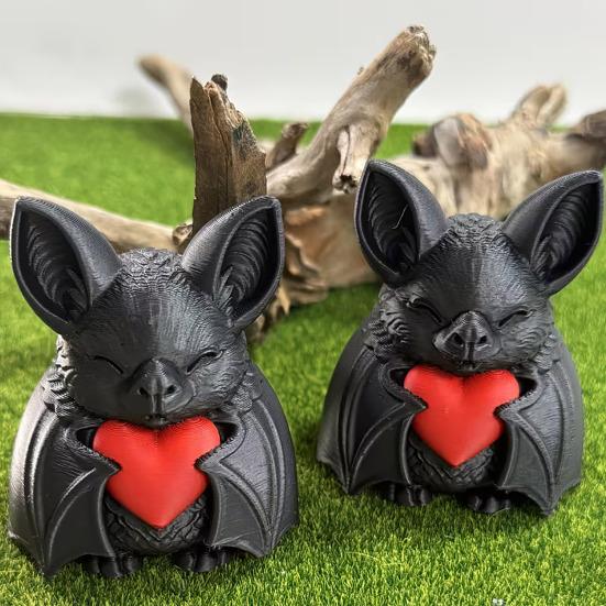 Милая красная летучая мышь-сердечко, 3D-печатное украшение на Хэллоуин, новинка, настольная скульптура для жуткой вечеринки, дома с привидениями, праздничный декор, забавный подарок для детей и летучих мышей