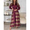 Autumn Women's Long Lace-up Printed Patchwork Dress Long Skirt