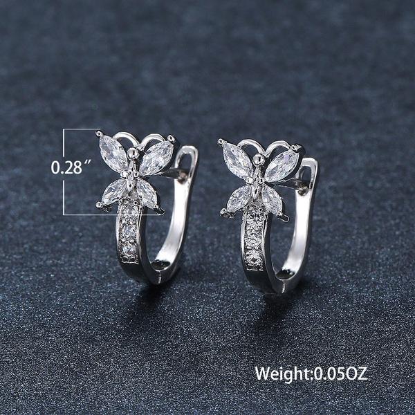 1 пара женских модных серег-кольцев с цирконием, маленькие серьги с пряжкой-бабочкой, подарки на свадьбу, помолвку и вечеринку