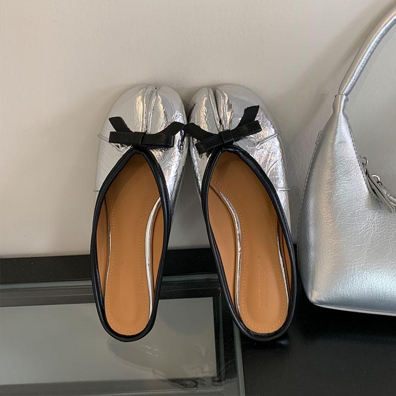Модная женская обувь с мелким подъемом, странный носок, женские балетки, мягкая модная обувь с бантом-бабочкой, шлепанцы, женские мюли