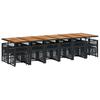 17 piece Outdoor Dining Set with Cushions Black Poly Rattan