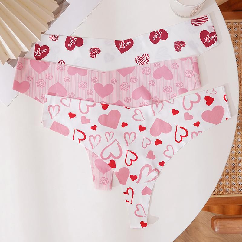 TERMEZY Женские сексуальные бесшовные стринги с низкой посадкой и принтом в виде сердца, дышащие облегающие трусики для йоги