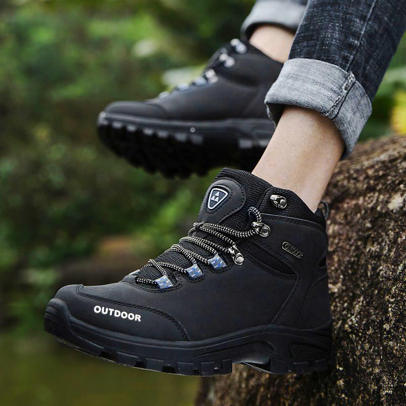 High-top Boots Men Shoes Anti-slip Shock-absorbing Thick-soled Outdoor Hiking Shoes Men Comfortable Breathable Casual Shoes Men